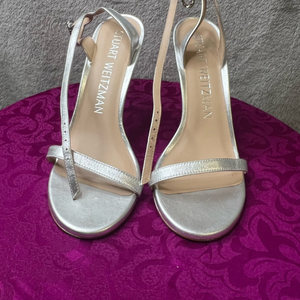 Stuart Weitzman Silver High Heeled Sandals